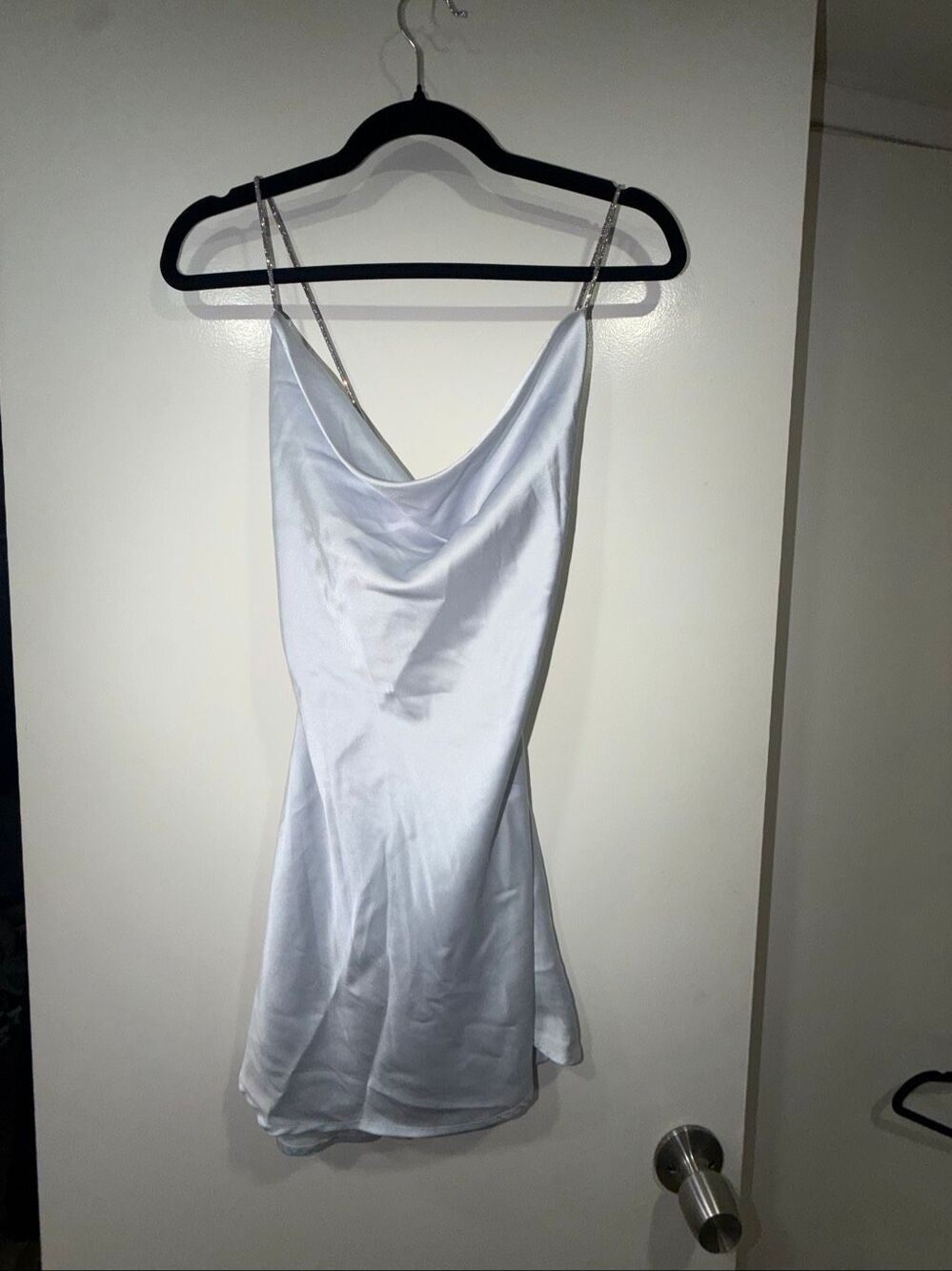 BABYBOO size XS light blue dress with crystal/jewel embelished straps open back